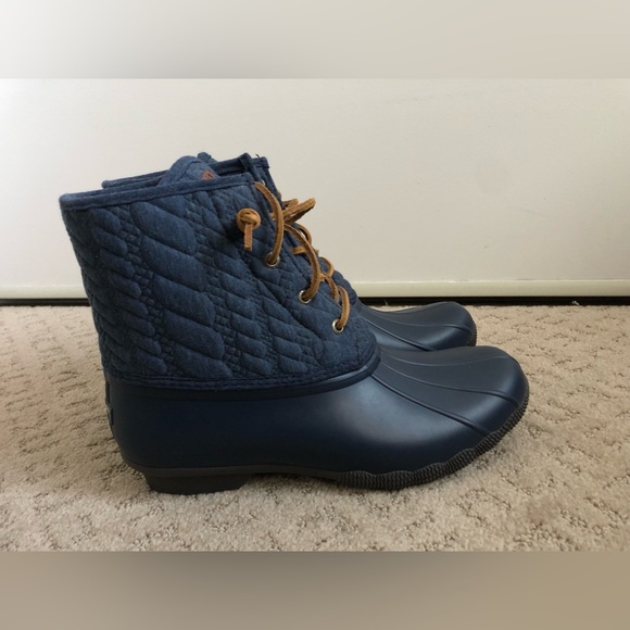 Sperry Saltwater Rope Embossed Duck Boots Size 9 - Picture 2 of 11